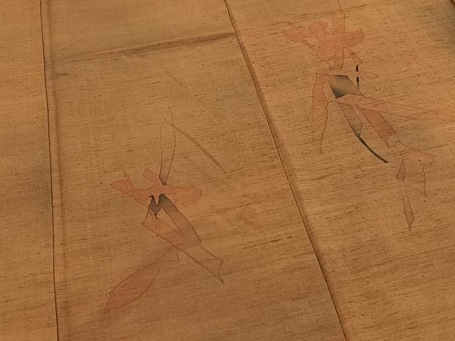 平和屋着物■訪問着　紬地　草花シルエット　正絹　逸品　BAAY5543yc