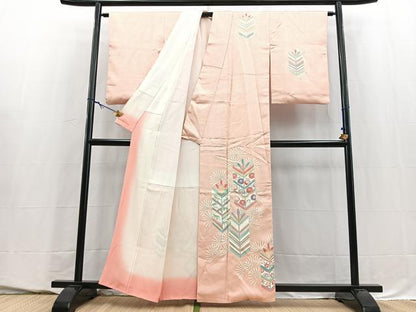 平和屋着物■訪問着　刺繍　松花文　正絹　逸品　BAAY5544yc