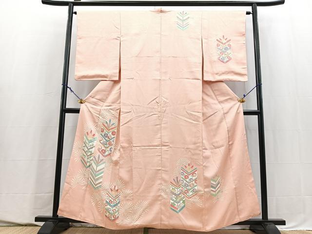 平和屋着物■訪問着　刺繍　松花文　正絹　逸品　BAAY5544yc