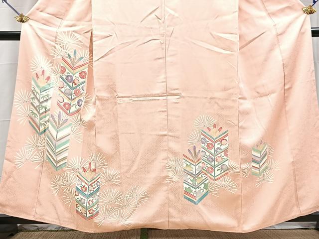 平和屋着物■訪問着　刺繍　松花文　正絹　逸品　BAAY5544yc