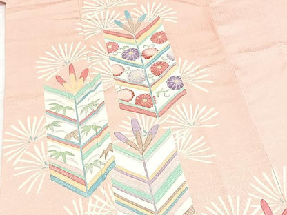 平和屋着物■訪問着　刺繍　松花文　正絹　逸品　BAAY5544yc