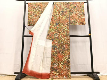 平和屋着物■上質な小紋　橘文　暈し染め　金彩　正絹　逸品　未使用　BAAY5545yc