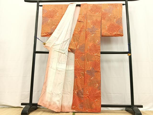 平和屋着物■上質な小紋　総絞り　草葉尽くし　正絹　逸品　BAAY5548yc