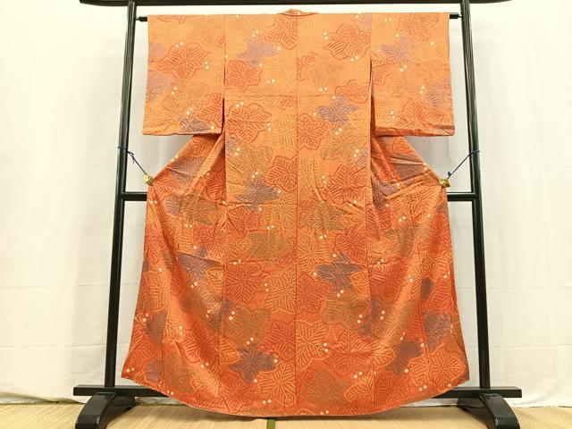 平和屋着物■上質な小紋　総絞り　草葉尽くし　正絹　逸品　BAAY5548yc