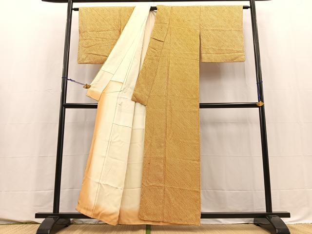 平和屋着物■大変加工の良い総絞り小紋　正絹　逸品　BAAY5549yc