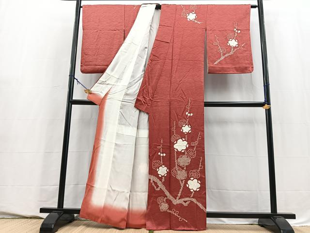 平和屋着物■訪問着　総絞り　枝梅文　正絹　逸品　BAAY5551yc