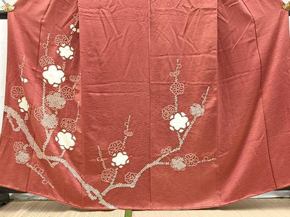 平和屋着物■訪問着　総絞り　枝梅文　正絹　逸品　BAAY5551yc