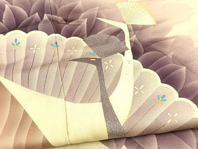 平和屋着物■訪問着　孔雀花文　金彩　正絹　逸品　BAAY5559yc
