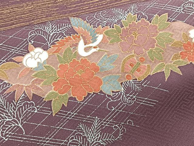 平和屋着物■上質な小紋　飛鶴花文　暈し染め　金銀彩　正絹　逸品　未使用　BAAY5560yc