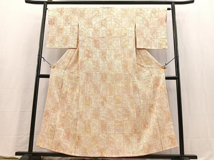 平和屋着物■上質な小紋　総絞り　幾何学文様　正絹　逸品　BAAY5562yc