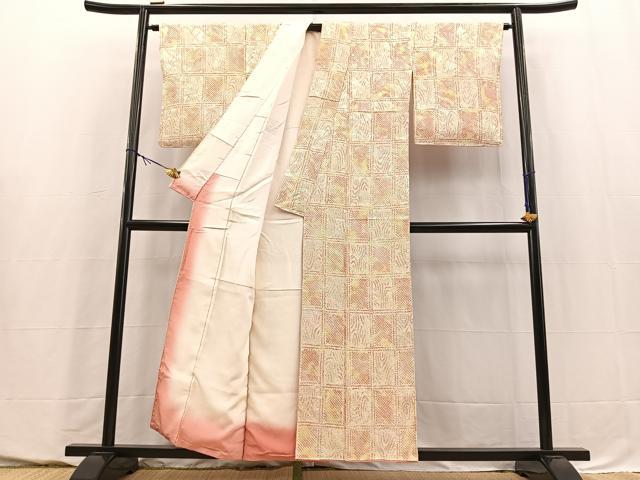 平和屋着物■上質な小紋　総絞り　幾何学文様　正絹　逸品　BAAY5562yc