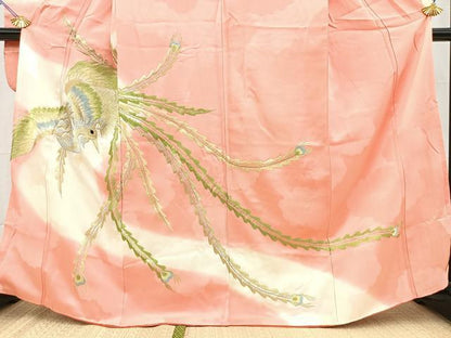 平和屋着物■豪華振袖　総刺繍　孔雀文　金銀糸　正絹　逸品　BAAY5563yc