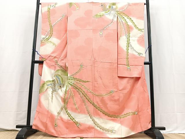 平和屋着物■豪華振袖　総刺繍　孔雀文　金銀糸　正絹　逸品　BAAY5563yc