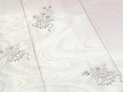 平和屋着物■訪問着　総刺繍　飾花文　暈し染め　正絹　逸品　BAAY5564yc