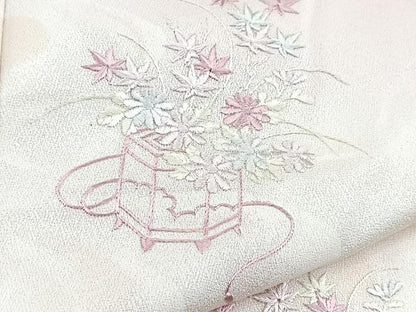 平和屋着物■訪問着　総刺繍　飾花文　暈し染め　正絹　逸品　BAAY5564yc