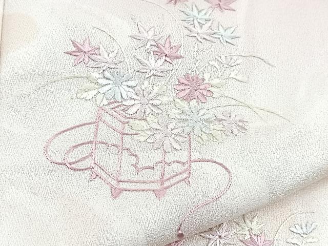 平和屋着物■訪問着　総刺繍　飾花文　暈し染め　正絹　逸品　BAAY5564yc