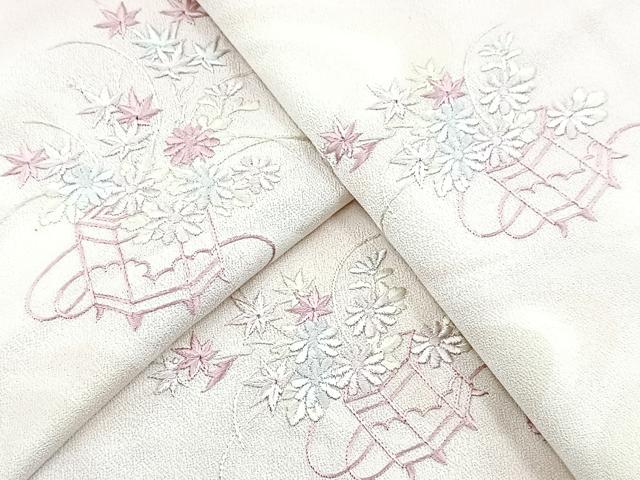 平和屋着物■訪問着　総刺繍　飾花文　暈し染め　正絹　逸品　BAAY5564yc