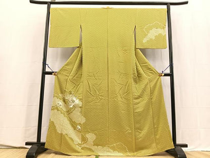 平和屋着物■訪問着　絞り　刺繍　扇面花文　正絹　逸品　BAAY5565yc
