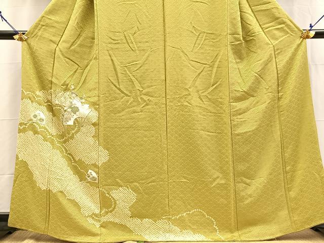 平和屋着物■訪問着　絞り　刺繍　扇面花文　正絹　逸品　BAAY5565yc