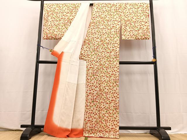 平和屋着物■上質な小紋　切嵌梅楓文　正絹　逸品　BAAY5568yc