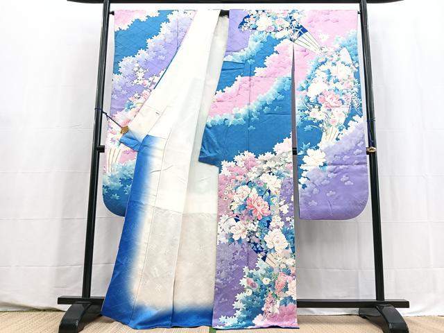 平和屋着物■豪華振袖　扇花文　銀彩　正絹　逸品　BAAY5574yc