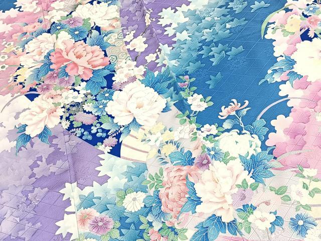 平和屋着物■豪華振袖　扇花文　銀彩　正絹　逸品　BAAY5574yc