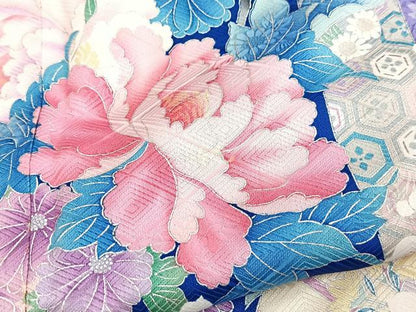 平和屋着物■豪華振袖　扇花文　銀彩　正絹　逸品　BAAY5574yc