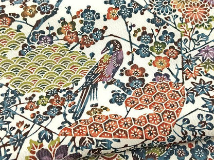 平和屋着物■上質な小紋　型染め　切嵌花鳥文　正絹　逸品　BAAY5577yc