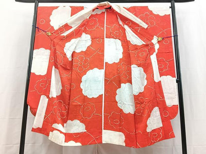 平和屋着物●振袖用長襦袢　無双仕立て　絞り　捻梅文　正絹　逸品　BAAY5578yc