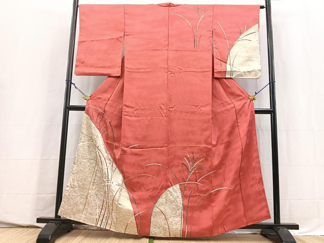 平和屋着物■訪問着　銀駒刺繍　木賊文　金銀彩　正絹　逸品　BAAY5579yc