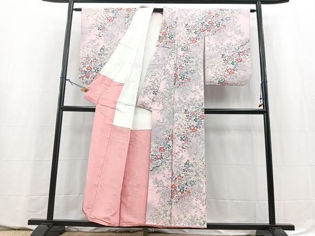 平和屋着物■上質な小紋　花鳥文　暈し染め　正絹　逸品　BAAY5583yc