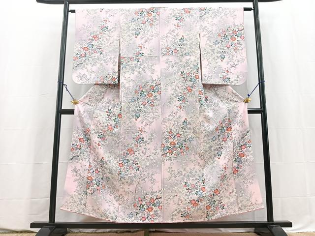 平和屋着物■上質な小紋　花鳥文　暈し染め　正絹　逸品　BAAY5583yc