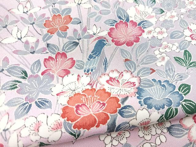平和屋着物■上質な小紋　花鳥文　暈し染め　正絹　逸品　BAAY5583yc