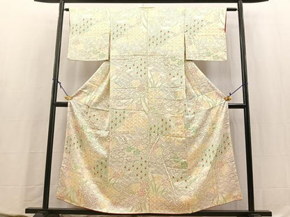 平和屋着物■上質な小紋　絞り　吉祥花文　正絹　逸品　BAAY5584yc