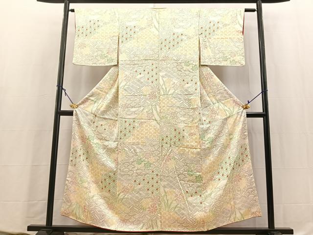 平和屋着物■上質な小紋　絞り　吉祥花文　正絹　逸品　BAAY5584yc