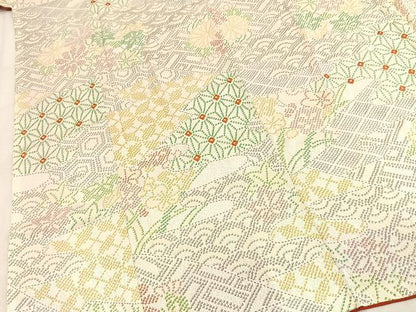 平和屋着物■上質な小紋　絞り　吉祥花文　正絹　逸品　BAAY5584yc
