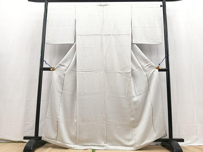 平和屋着物■上質な色無地　紗綾形地紋　白鼠色　正絹　逸品　BAAY5585yc