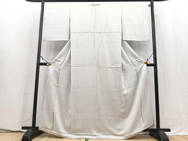 平和屋着物■上質な色無地　紗綾形地紋　白鼠色　正絹　逸品　BAAY5585yc