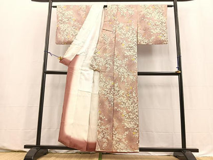 平和屋着物■上質な小紋　草花文　暈し染め　正絹　逸品　BAAY5589yc
