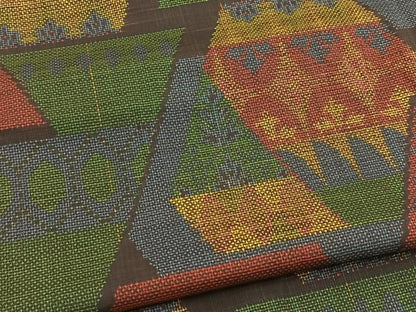 平和屋着物■本場大島紬　7マルキ　幾何学更紗花文　正絹　逸品　BAAY5590yc