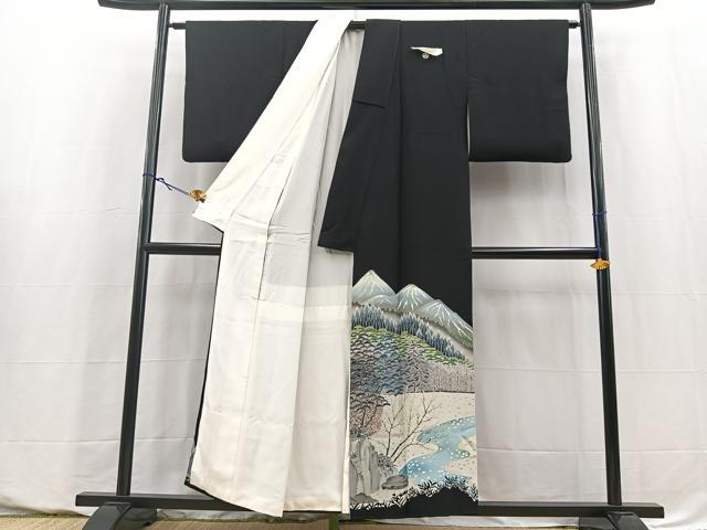 平和屋着物■豪華黒留袖　友禅　作家物　千曲川　正絹　逸品　BAAY5593yc