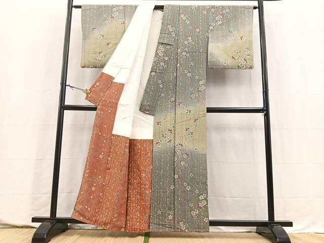 平和屋着物■訪問着　枝垂れ桜文　暈し染め　金彩　鬼しぼ縮緬　正絹　逸品　BAAY5594yc