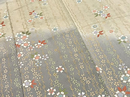 平和屋着物■訪問着　枝垂れ桜文　暈し染め　金彩　鬼しぼ縮緬　正絹　逸品　BAAY5594yc