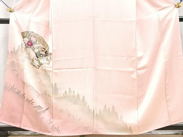 平和屋着物■訪問着　手描き　地紙花鳥文　シルエット　暈し染め　金銀彩　正絹　逸品　BAAY5595yc