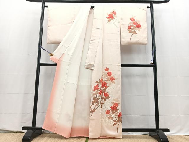 平和屋着物■訪問着　刺繍　流水花文　金糸　正絹　逸品　BAAY5599yc