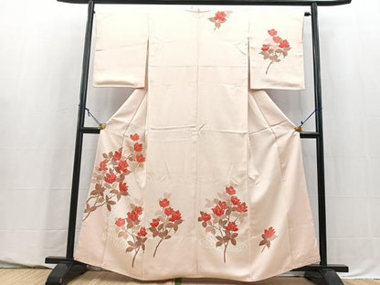 平和屋着物■訪問着　刺繍　流水花文　金糸　正絹　逸品　BAAY5599yc