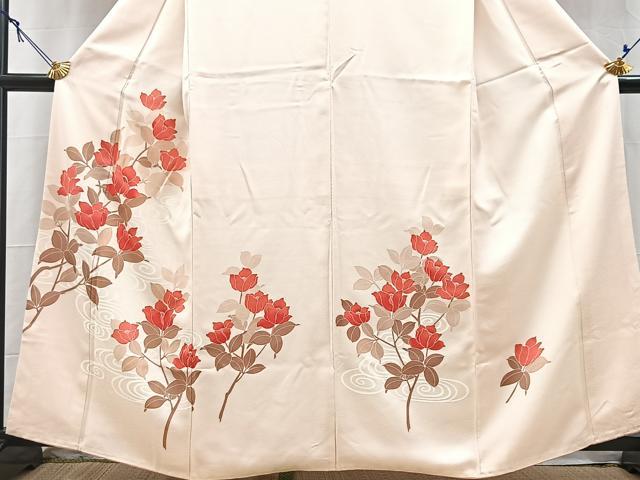 平和屋着物■訪問着　刺繍　流水花文　金糸　正絹　逸品　BAAY5599yc