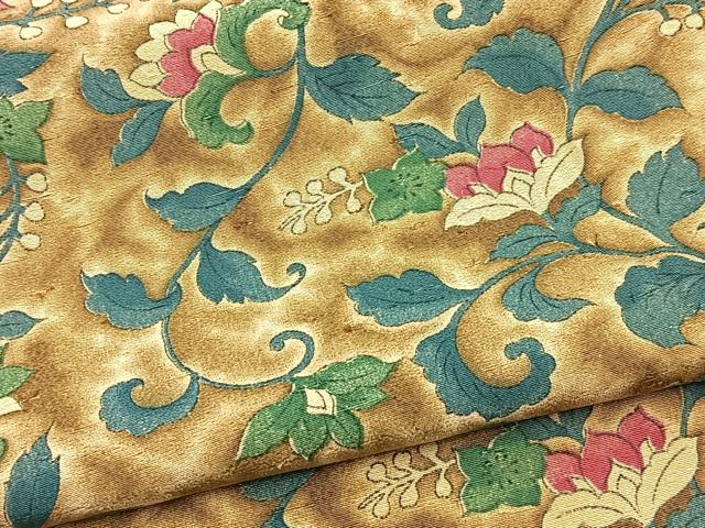 平和屋着物■上質な小紋　更紗花文　暈し染め　お召縮緬　正絹　逸品　BAAY5602yc