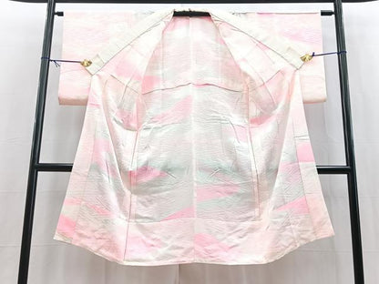 平和屋着物■長襦袢　無双仕立て　紗綾形地紋　暈し染め　正絹　逸品　BAAY5603yc