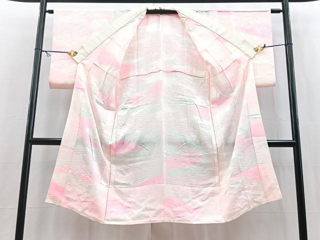 平和屋着物■長襦袢　無双仕立て　紗綾形地紋　暈し染め　正絹　逸品　BAAY5603yc
